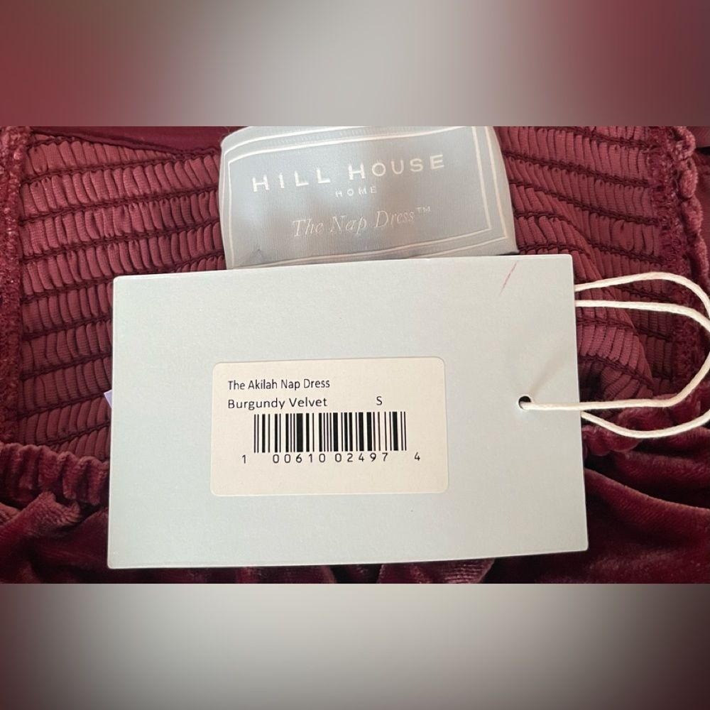 NWT Hill House Women's The Akilah Nap Midi Ruffle Dress Burgundy Velvet - Picture 12 of 14